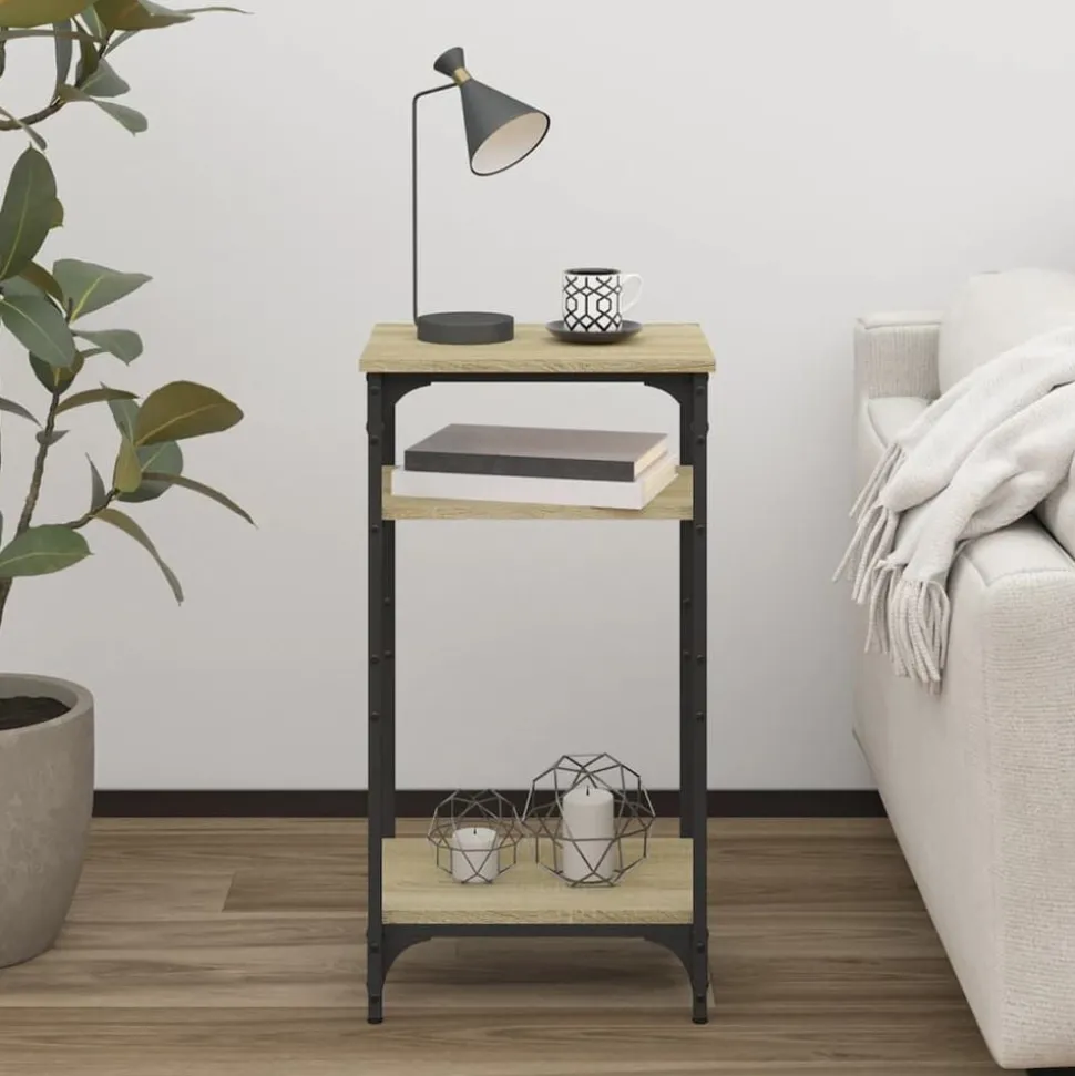 vidaXL Bijzettafel 40x30x75 cm bewerkt hout sonoma eikenkleurig