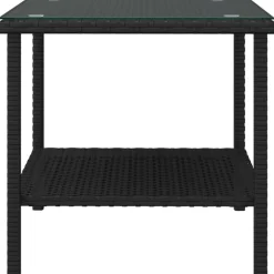 vidaXL Bijzettafel 45x45x45 cm poly rattan en gehard glas zwart