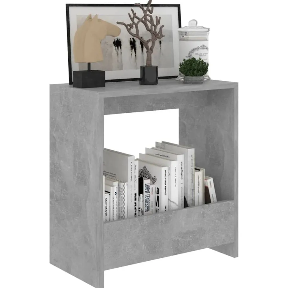 vidaXL Bijzettafel 50x26x50 cm bewerkt hout betongrijs