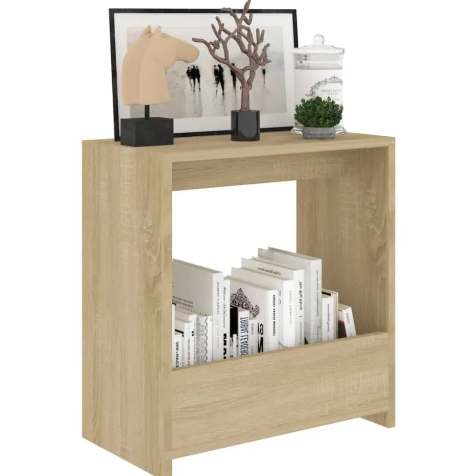 vidaXL Bijzettafel 50x26x50 cm bewerkt hout sonoma eikenkleurig
