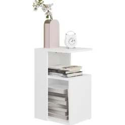 vidaXL Bijzettafel 36x30x56 cm bewerkt hout wit
