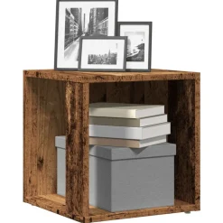 vidaXL Bijzettafel 33x33x34 cm bewerkt hout oud houtkleurig