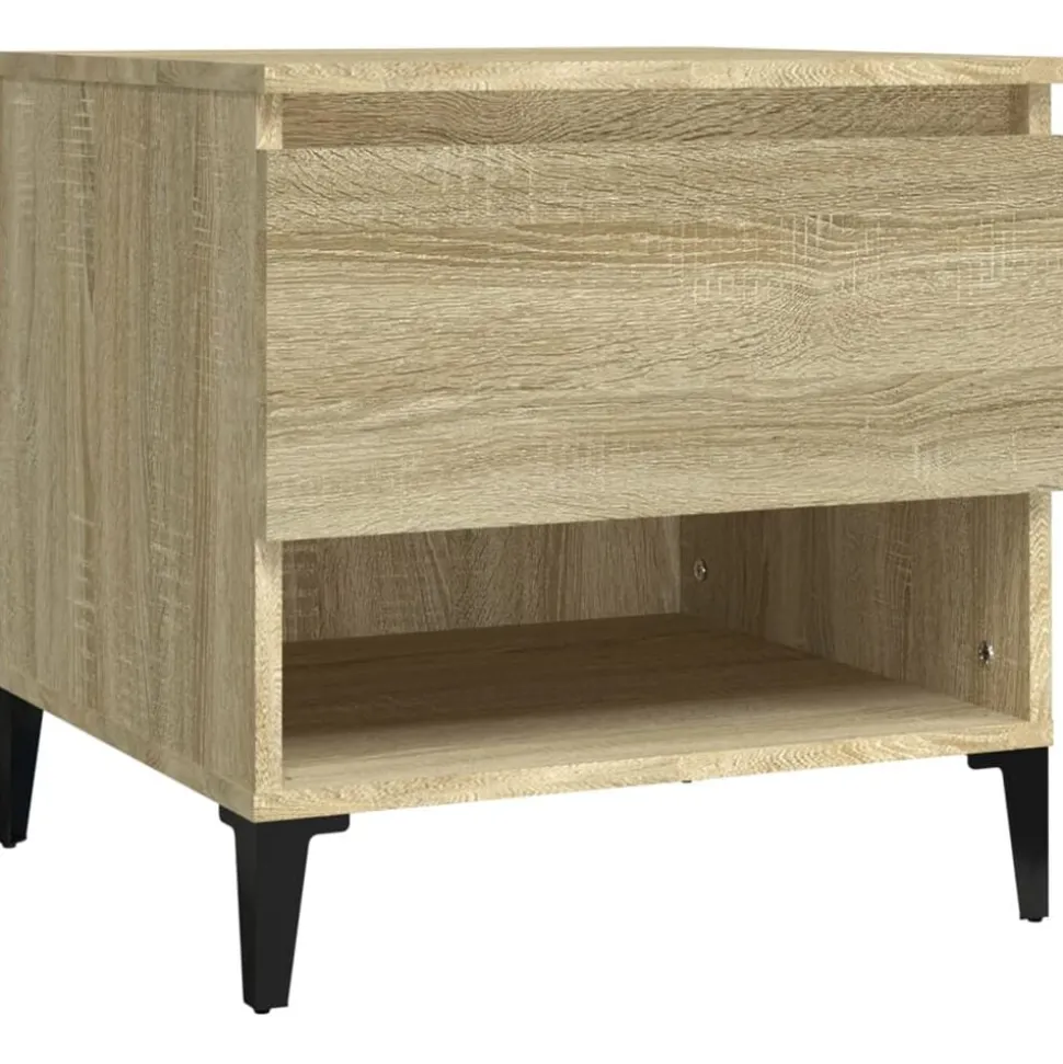 vidaXL Bijzettafel 50x46x50 cm bewerkt hout sonoma eikenkleurig