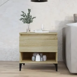 vidaXL Bijzettafel 50x46x50 cm bewerkt hout sonoma eikenkleurig