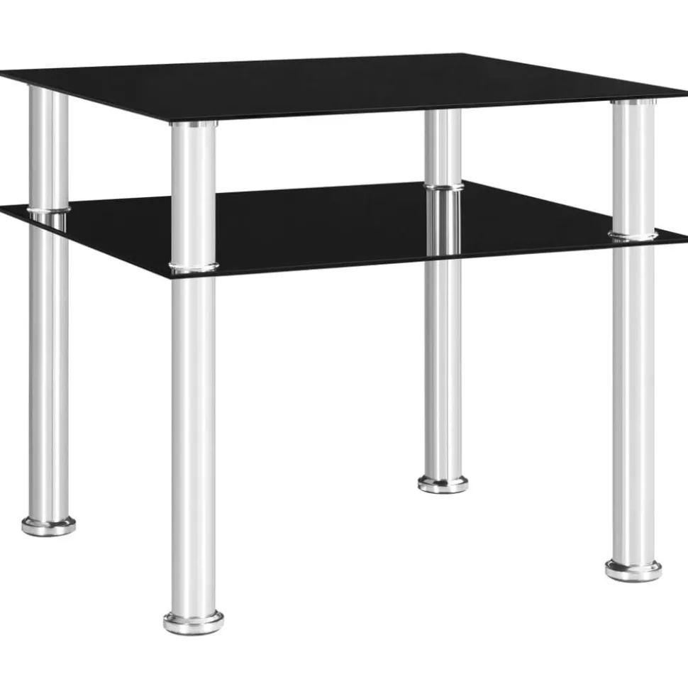 vidaXL Bijzettafel 45x50x45 cm gehard glas zwart