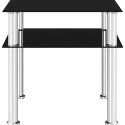 vidaXL Bijzettafel 45x50x45 cm gehard glas zwart