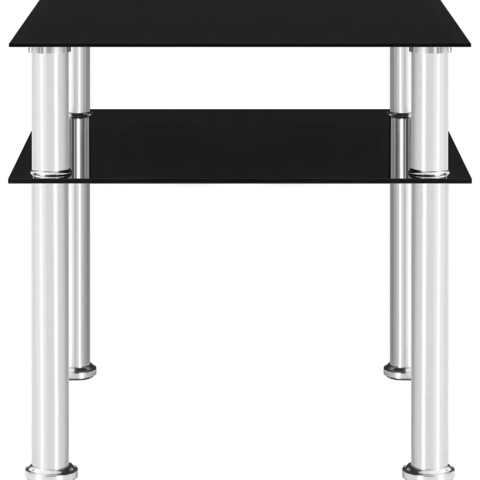 vidaXL Bijzettafel 45x50x45 cm gehard glas zwart