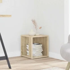 vidaXL Bijzettafel 33x33x34,5 cm bewerkt hout sonoma eikenkleurig