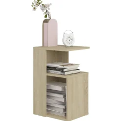 vidaXL Bijzettafel 36x30x56 cm bewerkt hout sonoma eikenkleurig