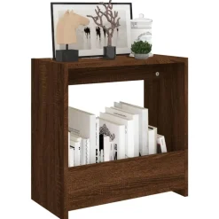 vidaXL Bijzettafel 50x26x50 cm bewerkt hout bruin eikenkleur