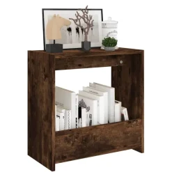 vidaXL Bijzettafel 50x26x50 cm bewerkt hout gerookt eikenkleurig