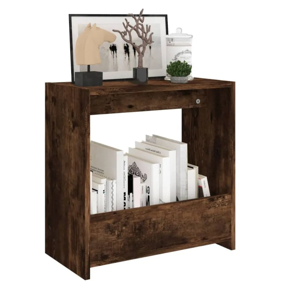 vidaXL Bijzettafel 50x26x50 cm bewerkt hout gerookt eikenkleurig