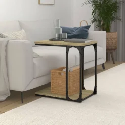 vidaXL Bijzettafel 50x35x52 cm bewerkt hout sonoma eikenkleurig
