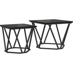 vidaXL Bijzettafelset 2 pcs Zwart eiken 50 x 50 x 40 cm