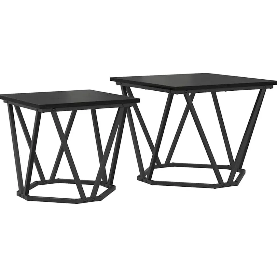 vidaXL Bijzettafelset 2 pcs Zwart eiken 50 x 50 x 40 cm