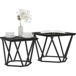 vidaXL Bijzettafelset 2 pcs Zwart eiken 50 x 50 x 40 cm