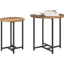 vidaXL Bijzettafelset 2 pcs Oud Hout en Zwart