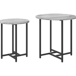 vidaXL Bijzettafelset 2 pcs Grijs Sonoma en Zwart