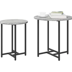vidaXL Bijzettafelset 2 pcs Grijs Sonoma en Zwart