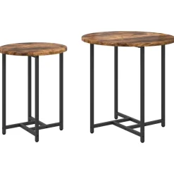 vidaXL Bijzettafelset 2 pcs Gerookt Eiken en Zwart