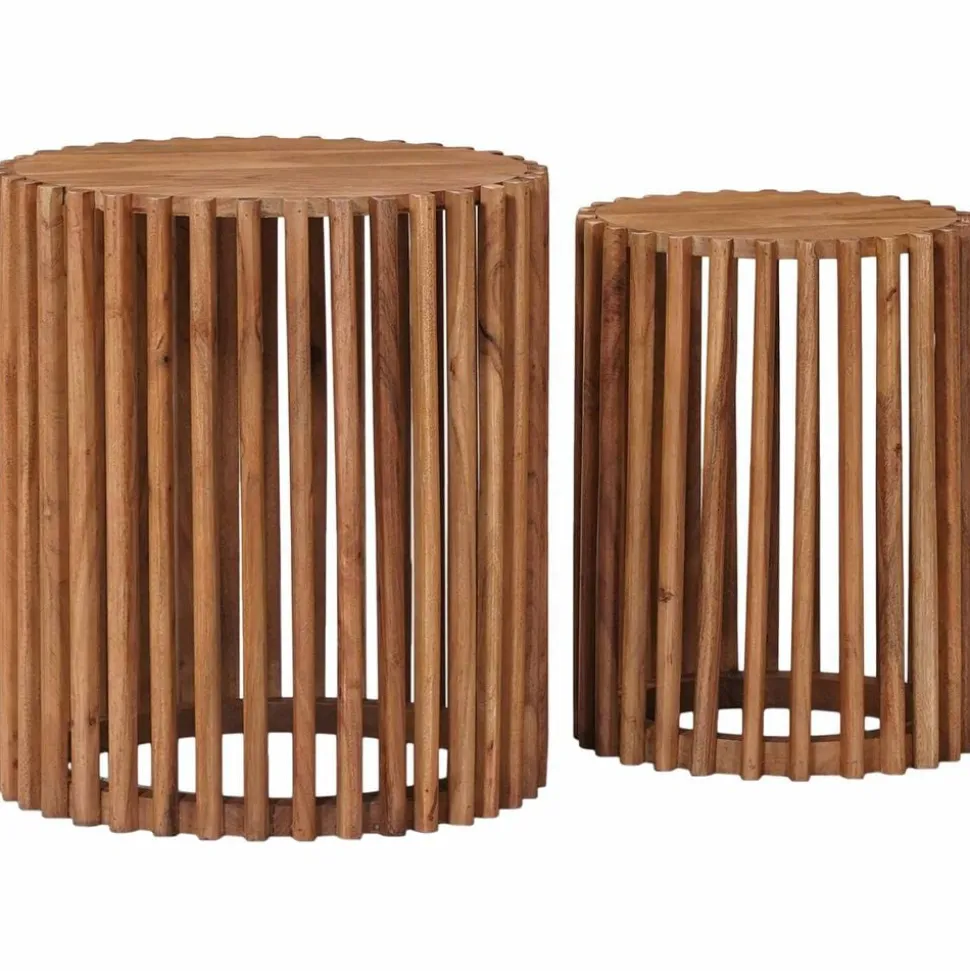 vidaXL Bijzettafelset met opslag met de deur Bruin 40 x 40 x 45 cm