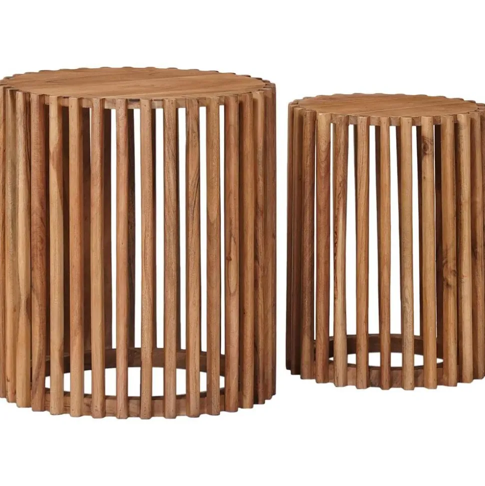 vidaXL Bijzettafelset met opslag met de deur Bruin 40 x 40 x 45 cm