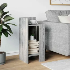 vidaXL Bijzettafeltje met plank 25,5x27x60 cm grijs sonoma eikenkleur