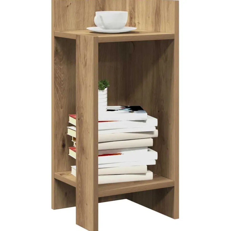vidaXL Bijzettafeltje met plank 25,5x27x60 cm artisanaal eikenkleur
