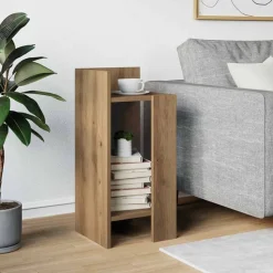 vidaXL Bijzettafeltje met plank 25,5x27x60 cm artisanaal eikenkleur