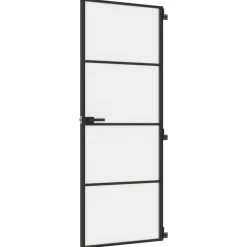vidaXL Binnendeur smal 76x201,5 cm gehard glas en aluminium zwart
