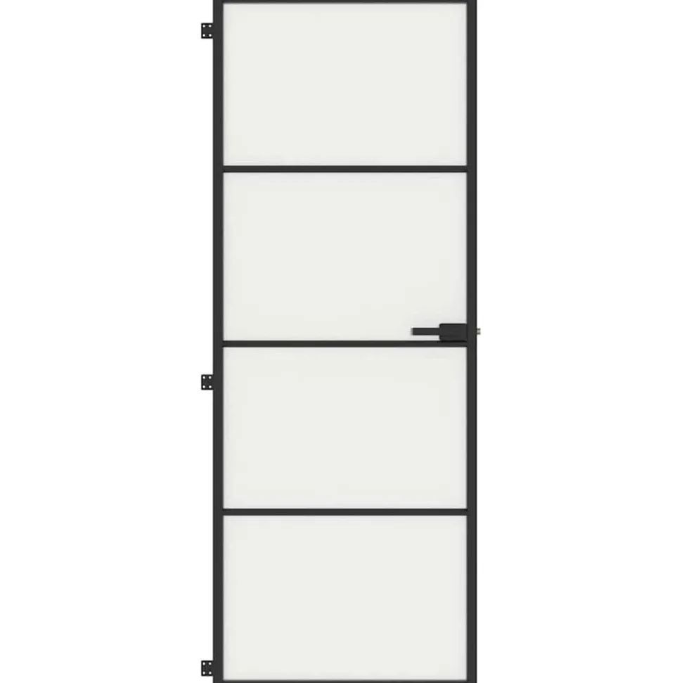vidaXL Binnendeur smal 76x201,5 cm gehard glas en aluminium zwart