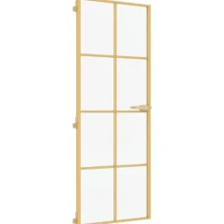 vidaXL Binnendeur smal 76x201,5 cm gehard glas en aluminium goudkleur
