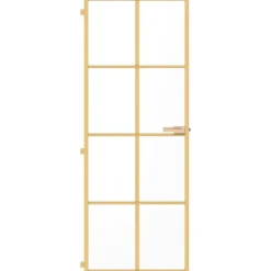vidaXL Binnendeur smal 76x201,5 cm gehard glas en aluminium goudkleur