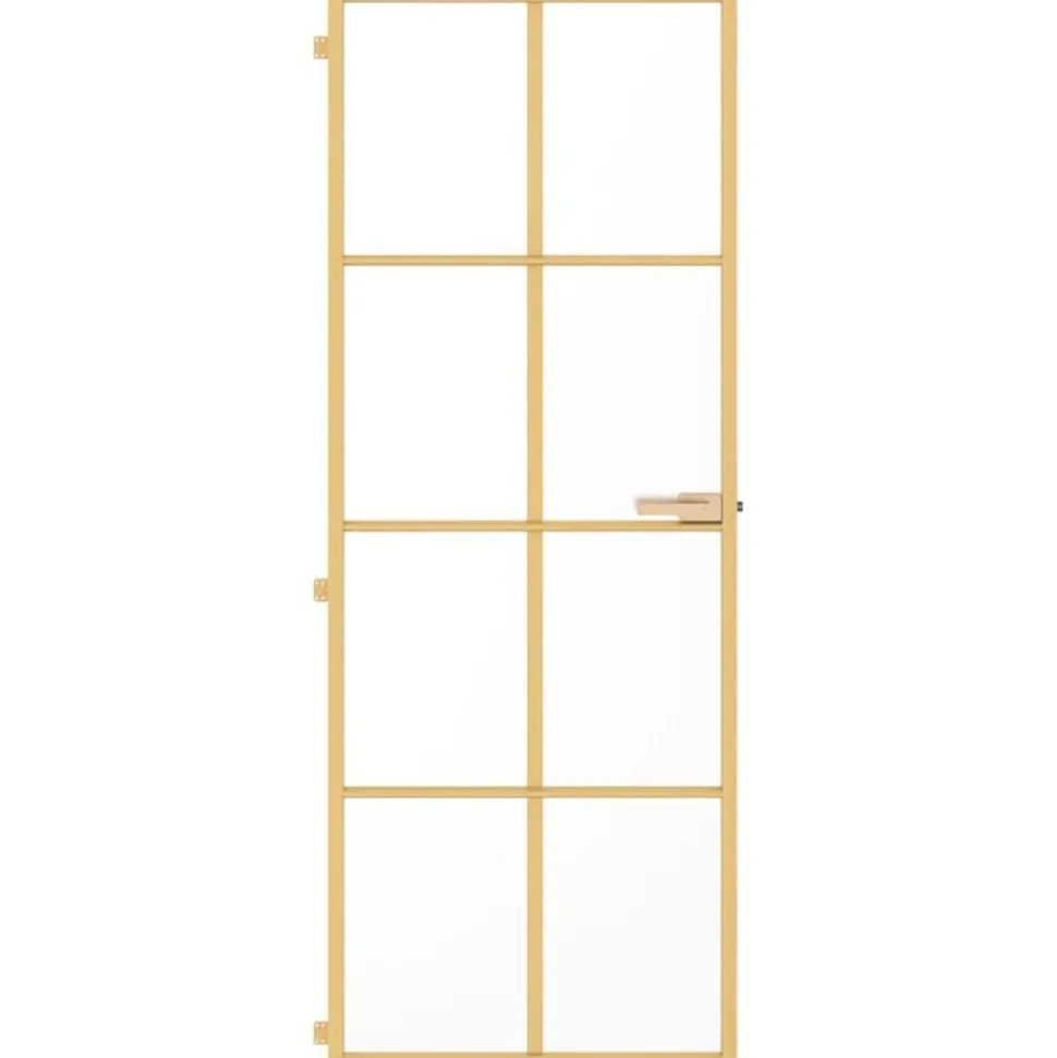 vidaXL Binnendeur smal 76x201,5 cm gehard glas en aluminium goudkleur