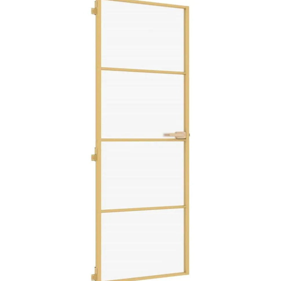 vidaXL Binnendeur smal 76x201,5 cm gehard glas en aluminium goudkleur
