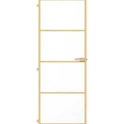 vidaXL Binnendeur smal 76x201,5 cm gehard glas en aluminium goudkleur
