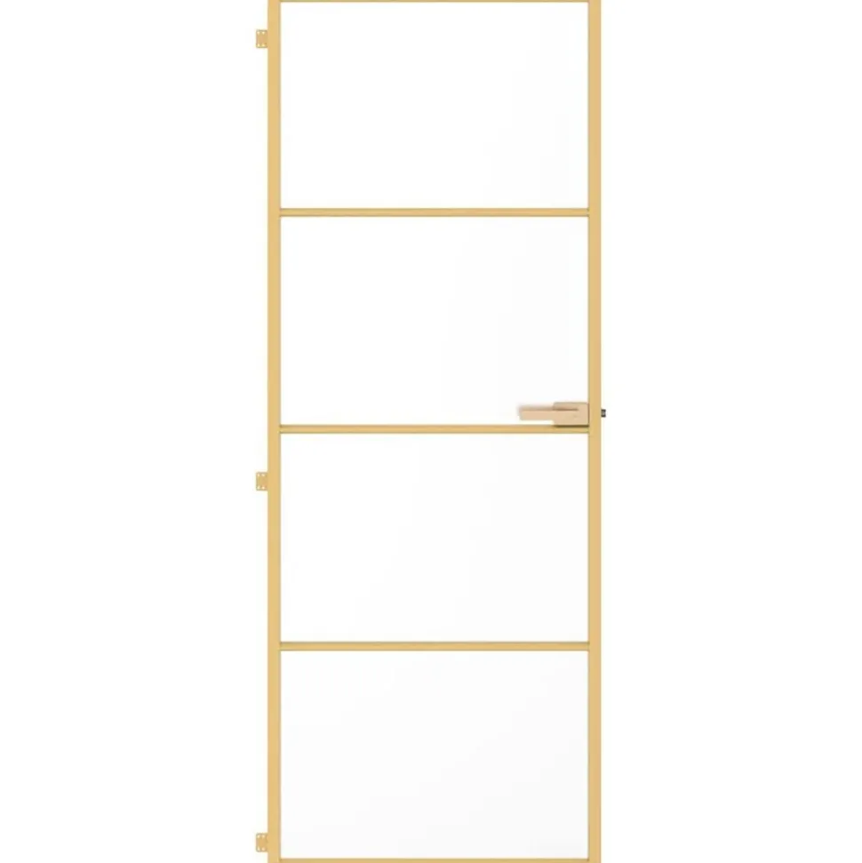 vidaXL Binnendeur smal 76x201,5 cm gehard glas en aluminium goudkleur
