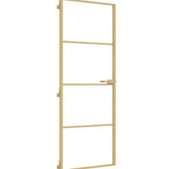 vidaXL Binnendeur smal 76x201,5 cm gehard glas en aluminium goudkleur