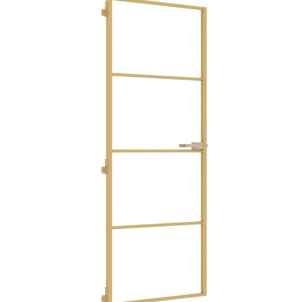 vidaXL Binnendeur smal 76x201,5 cm gehard glas en aluminium goudkleur