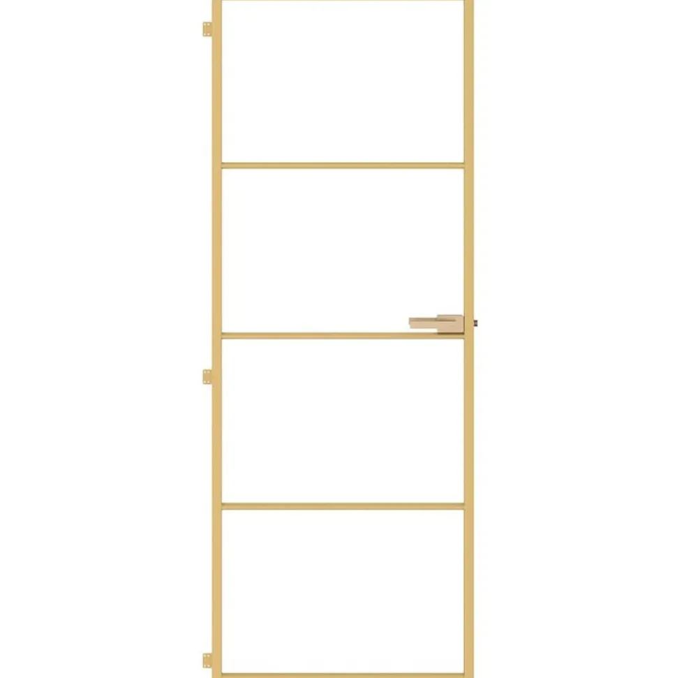 vidaXL Binnendeur smal 76x201,5 cm gehard glas en aluminium goudkleur