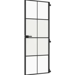 vidaXL Binnendeur smal 76x201,5 cm gehard glas en aluminium zwart