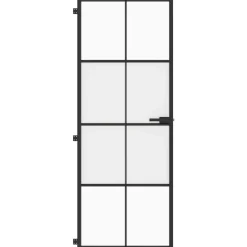 vidaXL Binnendeur smal 76x201,5 cm gehard glas en aluminium zwart