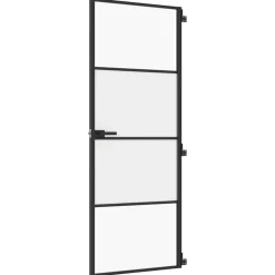 vidaXL Binnendeur smal 76x201,5 cm gehard glas en aluminium zwart