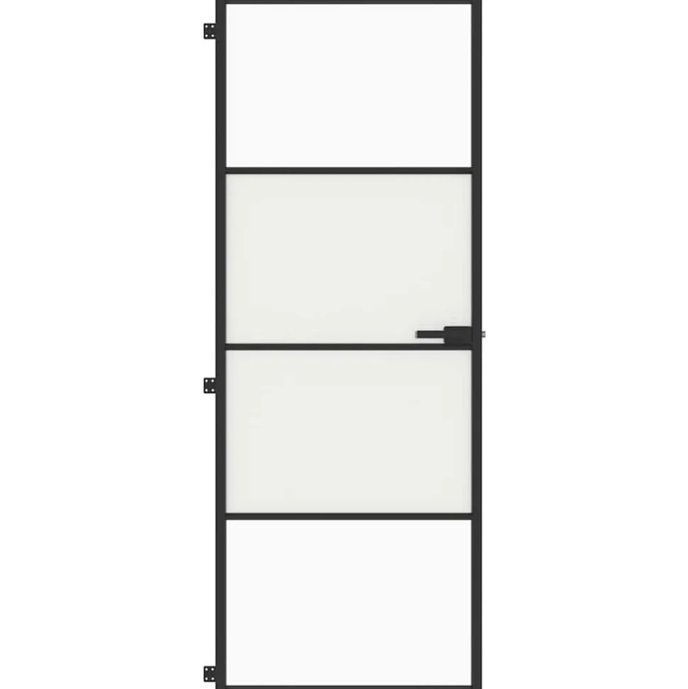 vidaXL Binnendeur smal 76x201,5 cm gehard glas en aluminium zwart