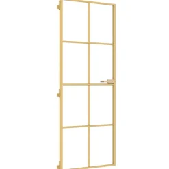 vidaXL Binnendeur smal 76x201,5 cm gehard glas en aluminium goudkleur