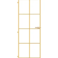 vidaXL Binnendeur smal 76x201,5 cm gehard glas en aluminium goudkleur
