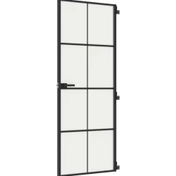 vidaXL Binnendeur smal 76x201,5 cm gehard glas en aluminium zwart