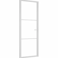 vidaXL Binnendeur 76x201,5 cm ESG-glas en aluminium wit
