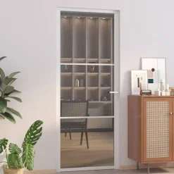 vidaXL Binnendeur 83x201,5 cm ESG-glas en aluminium wit