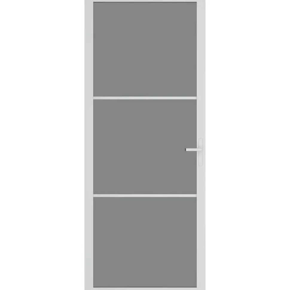 vidaXL Binnendeur 83x201,5 cm ESG-glas en aluminium wit